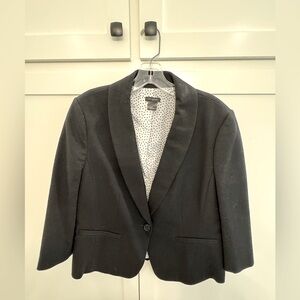 Ann Taylor Textured Black Blazer with Polka Dot Lining